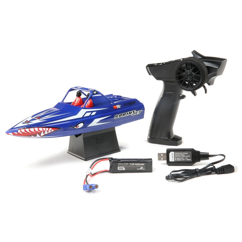 Pro Boat Sprintjet 9" Self-Righting Deep-V Jet Boat Brushed RTR Ready to Run Blue PRB08045T2 - Image 2